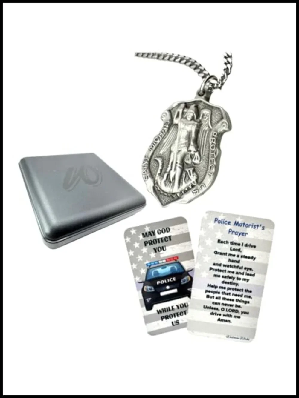 Saint Michael Medal Necklace Pewter Pendant